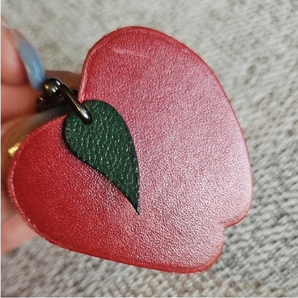 Hermès Red Green Apple Leather Key Bag Charm Chain Link - Picture 3 of 11